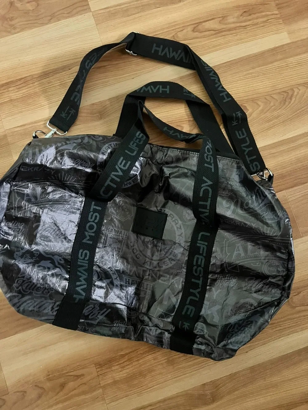 Metallic Black Duffel Bag